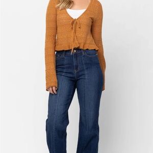 Judy Blue High Waist Front Seam Wide Leg Jeans